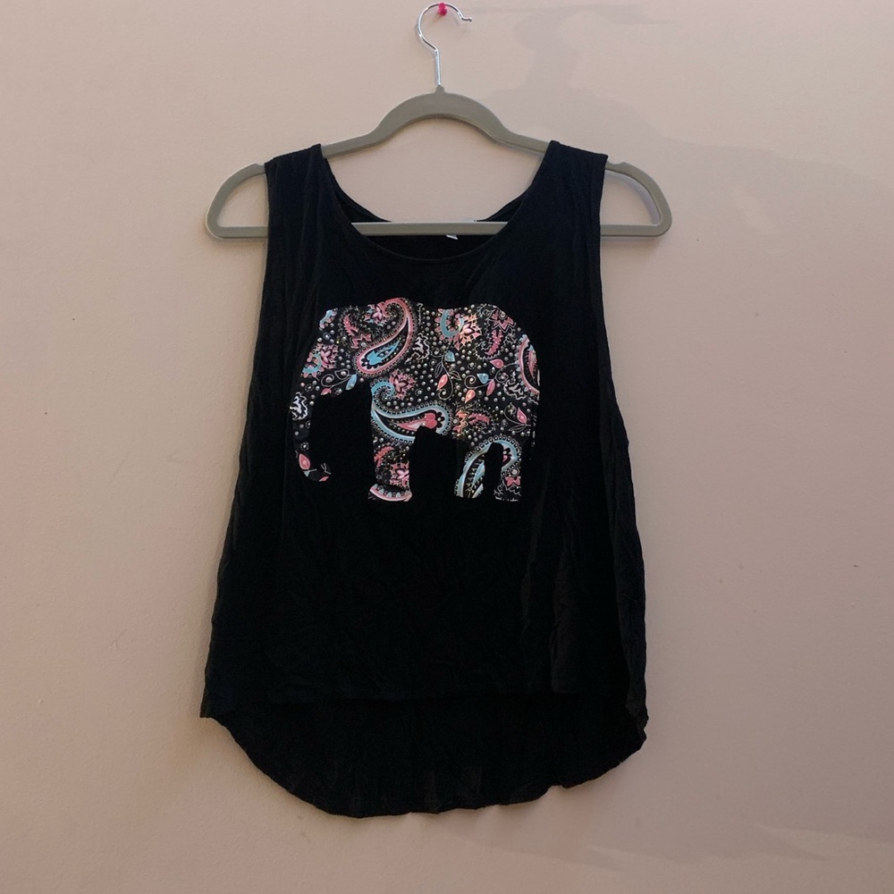 Women’s Black Elephant Tank Top